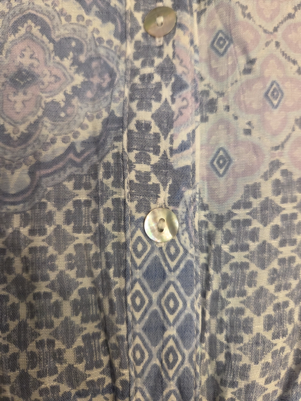 Ruby Rd. Patchwork Print Button-Front Tunic - Lavender, Blue & Mint - Picture 4 of 4